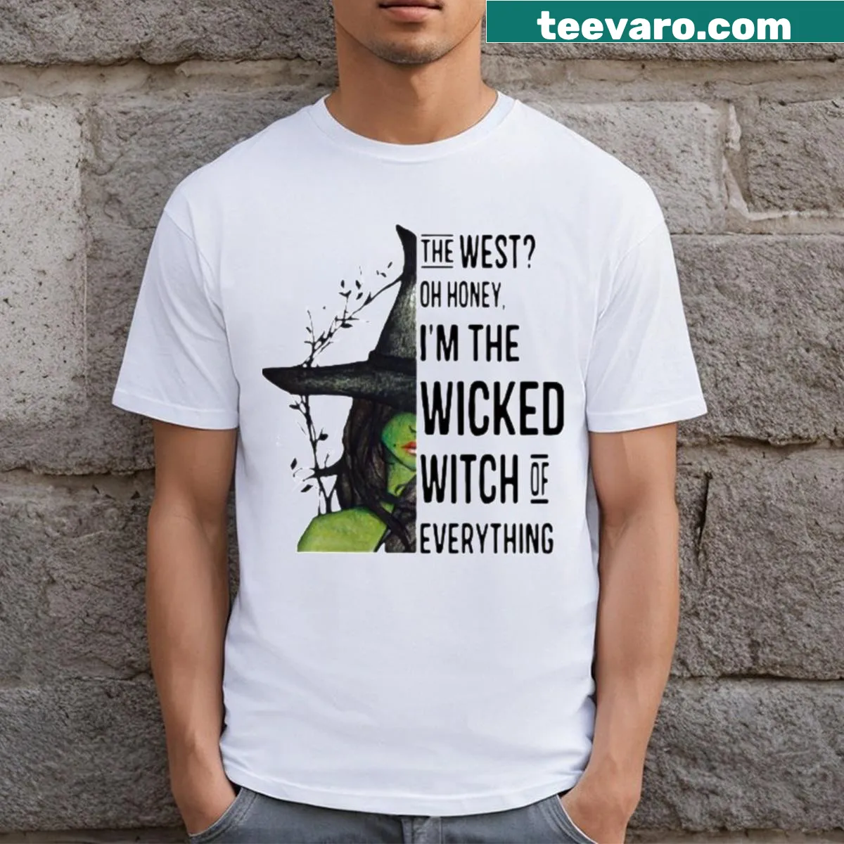 Whimsical T-shirt featuring a playful design about the Wicked Witch. — on a men's t-shirt