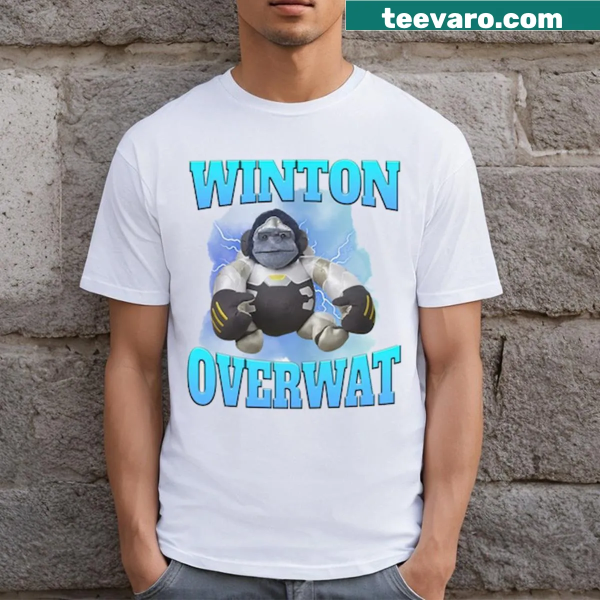 Gaming T-shirt featuring the Winton Overwat design — on a men's t-shirt
