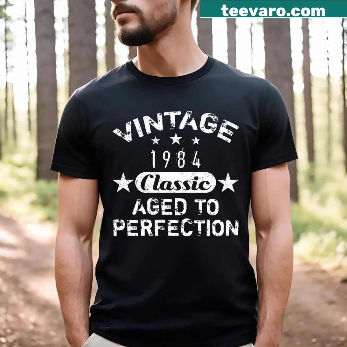 40th birthday t-shirt for someone born in 1984 — on a men's t-shirt