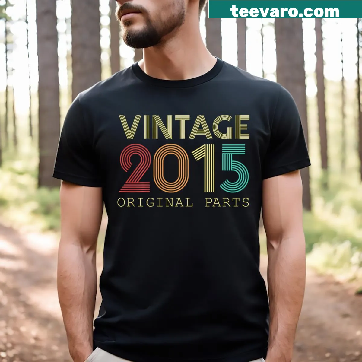 Vintage-style T-shirt for a 9th birthday with original parts text — on a men's t-shirt