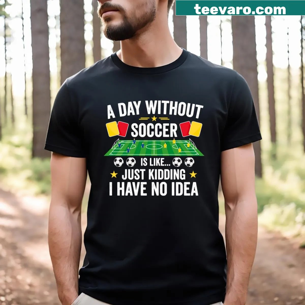 Funny soccer lovers T-shirt with humorous saying about missing soccer — on a men's t-shirt
