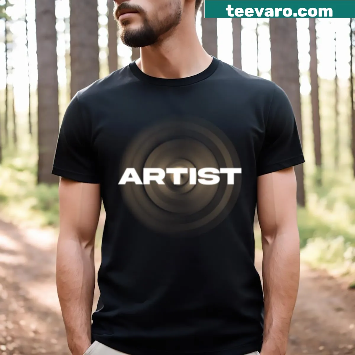 Illustrated Artist Disc Series t-shirt celebrating creativity — on a men's t-shirt