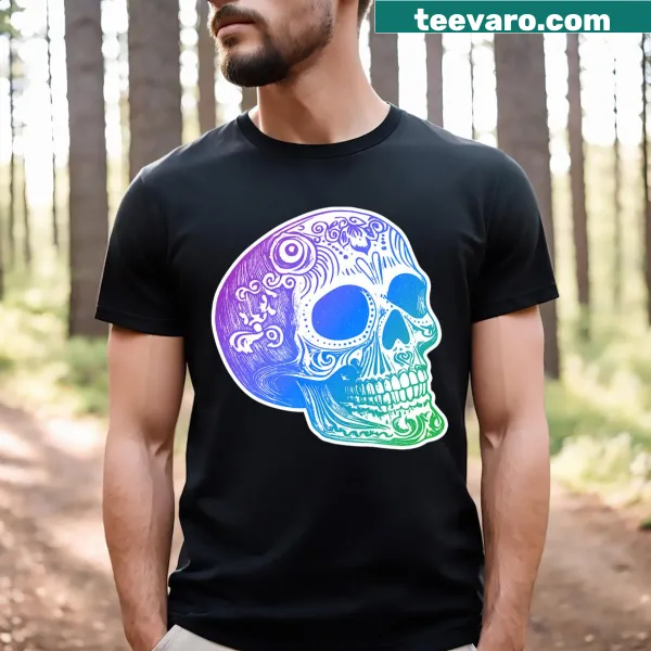 Sugar skull graphic design on T-shirt