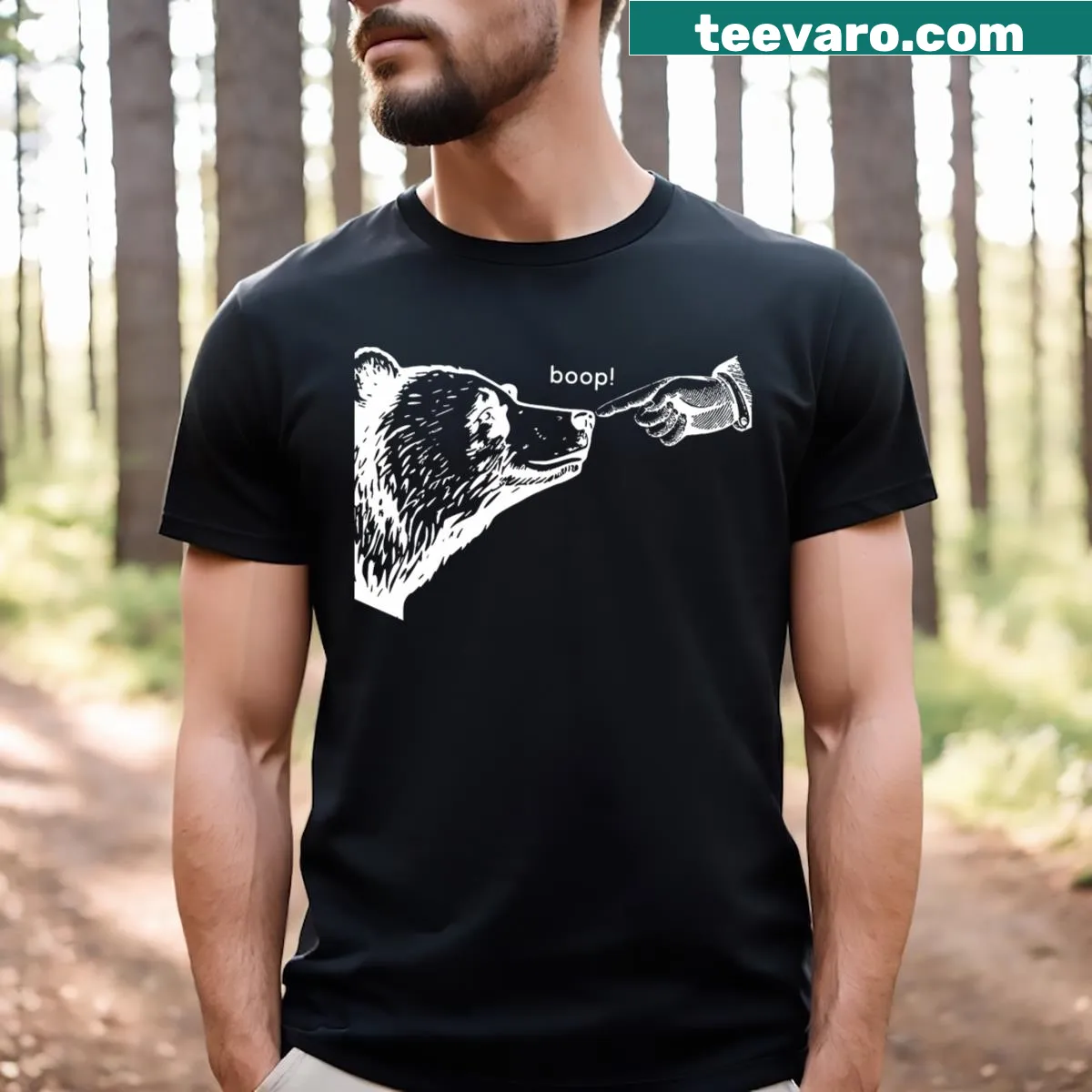 Cartoon bear graphic on T-shirt — on a men's t-shirt