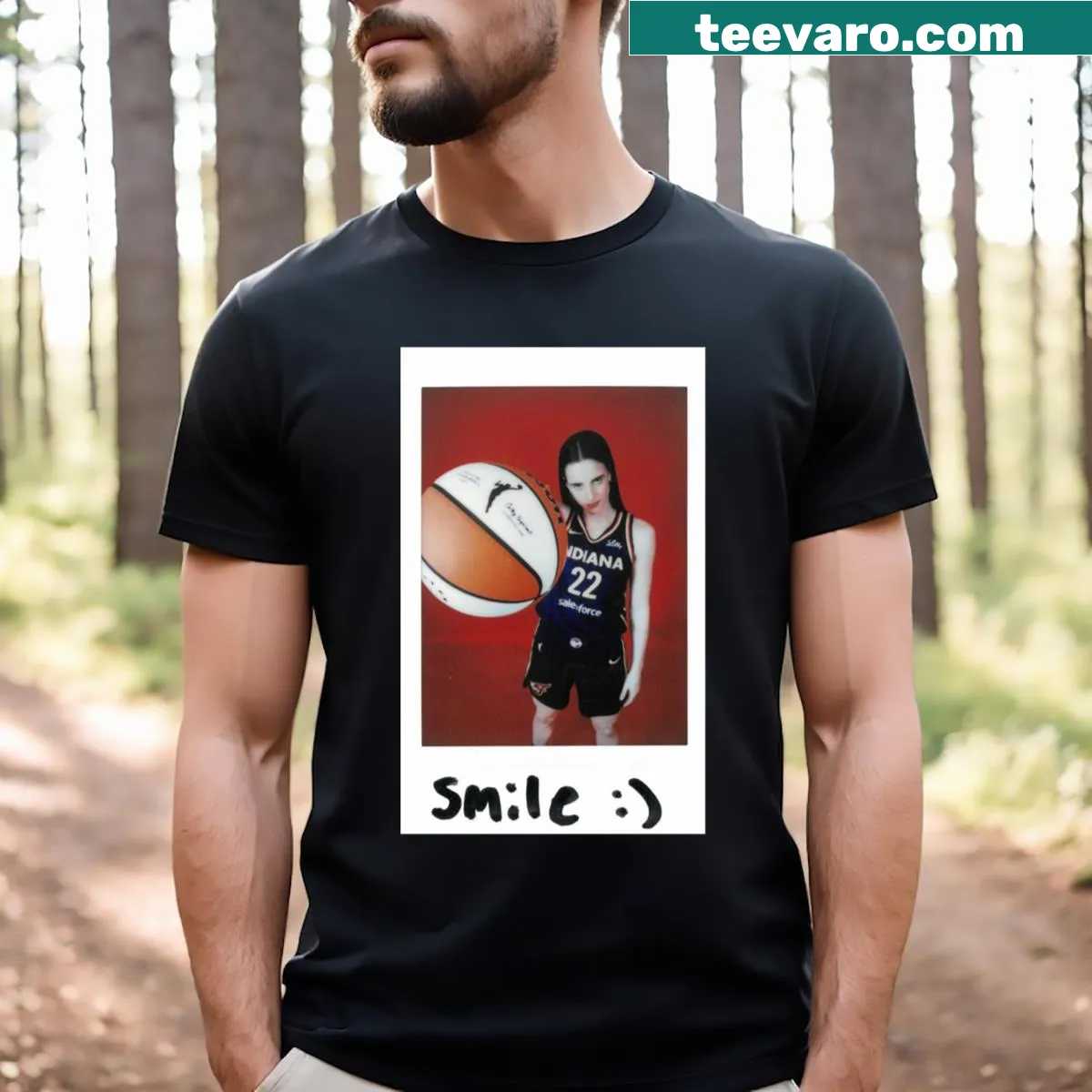 Illustration of Caitlin Clark on an Indiana Fever T-shirt — on a men's t-shirt