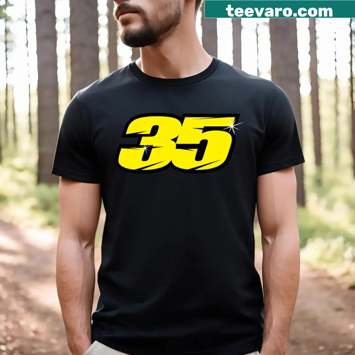 Number 35 t-shirt honoring Cal Crutchlow — on a men's t-shirt
