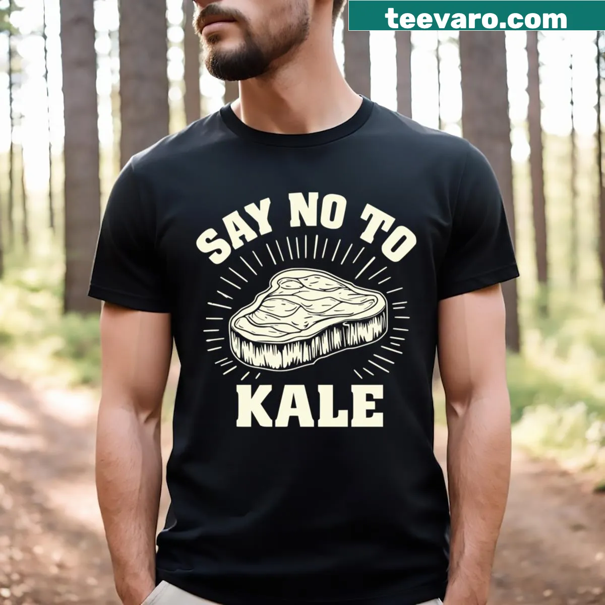 T-shirt featuring the phrase 'Say No To Kale' for carnivore dieters — on a men's t-shirt
