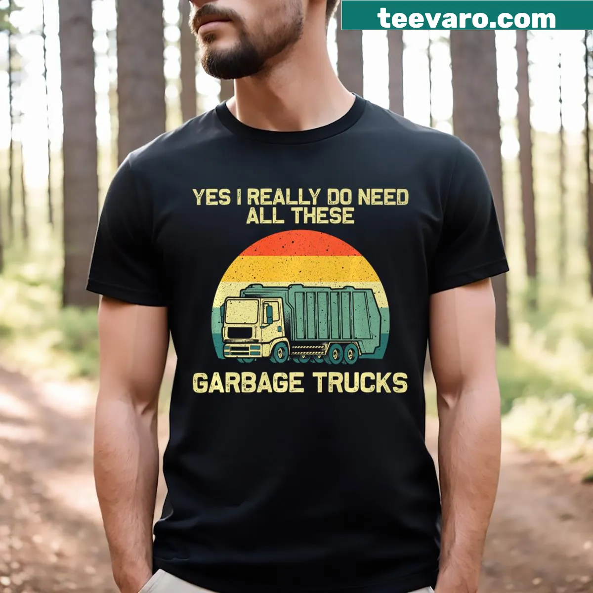 Cartoon garbage truck graphic on a playful kids' t-shirt — on a men's t-shirt
