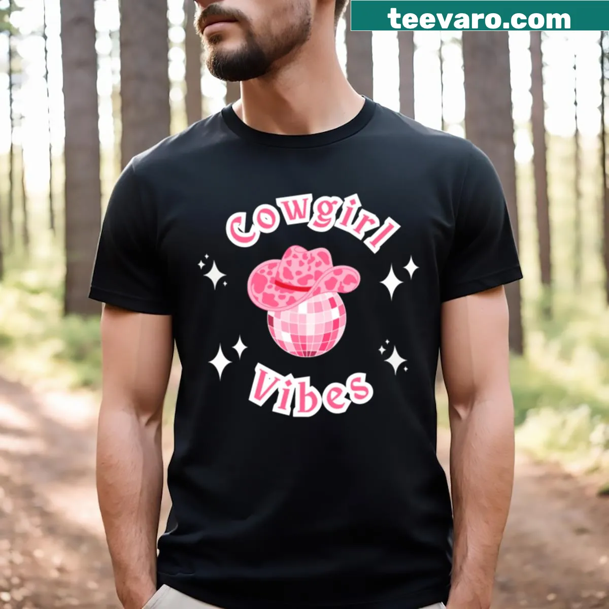 Vintage-style graphic celebrating cowgirl culture on a t-shirt — on a men's t-shirt