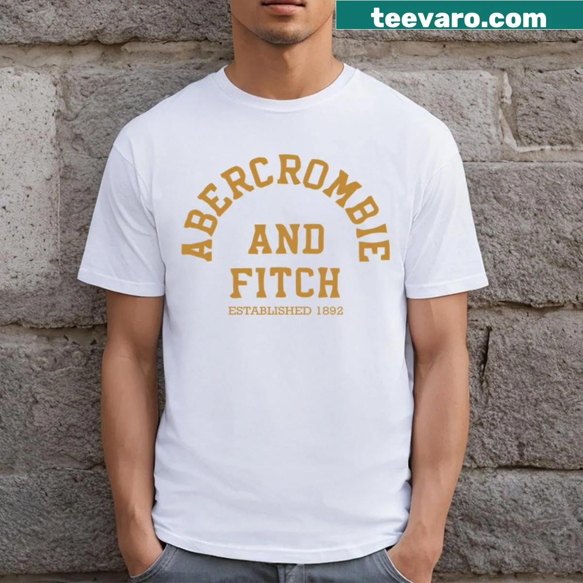 Inspirational typography design promoting Abercrombie Fitch on t-shirt — on a men's t-shirt