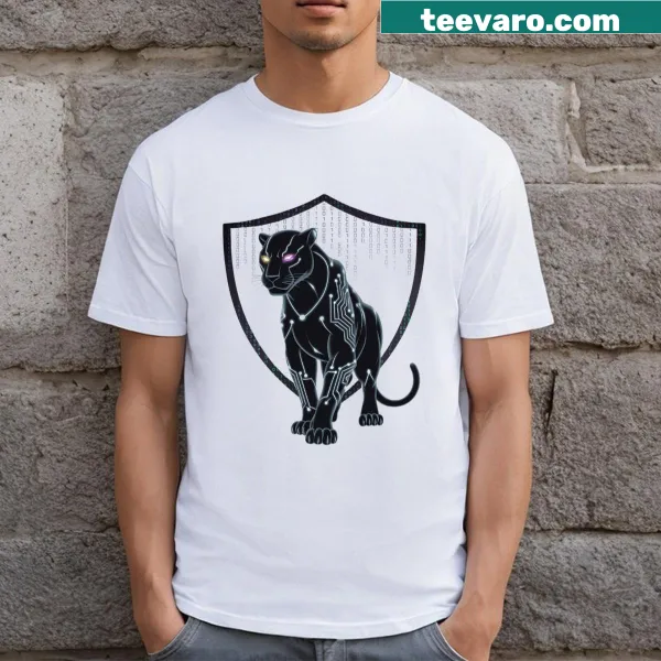 Cyberpunk panther illustration on a T-shirt