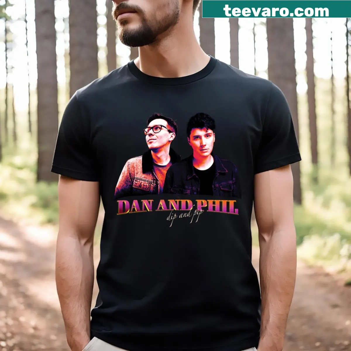 Retro bootleg-style t-shirt featuring quirky Dan And Phil design — on a men's t-shirt