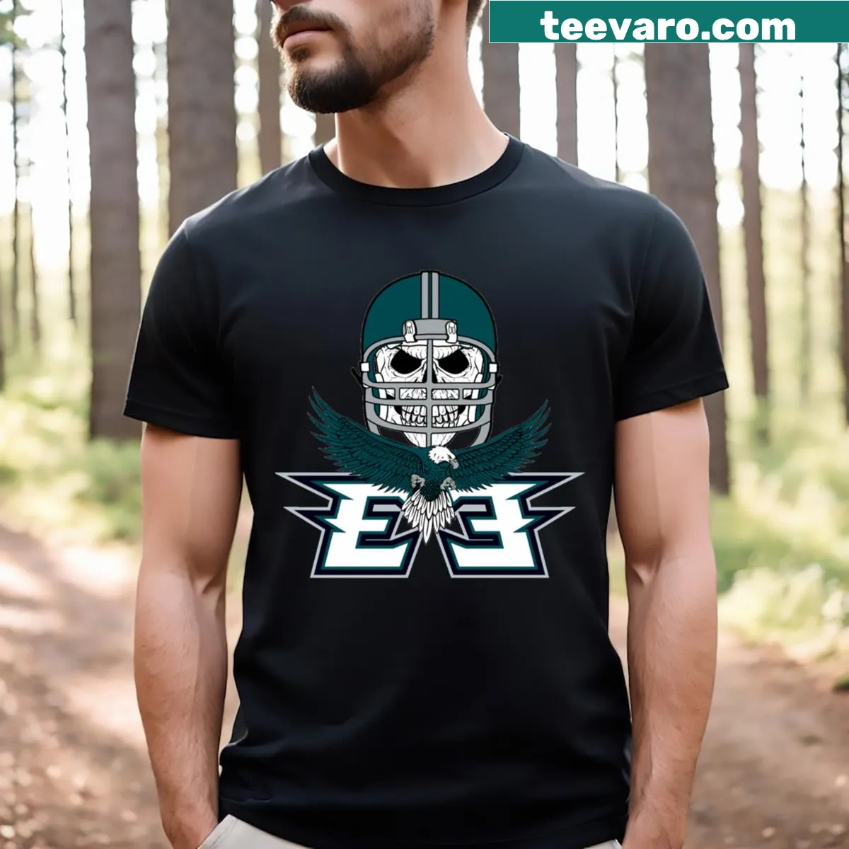 Eagles skull illustration t-shirt — on a men's t-shirt