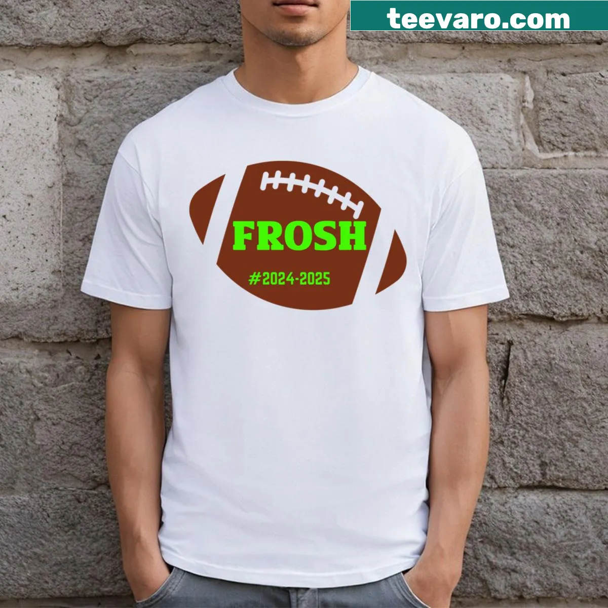 Football Freshmen t-shirt for school year 2024-2025 — on a men's t-shirt