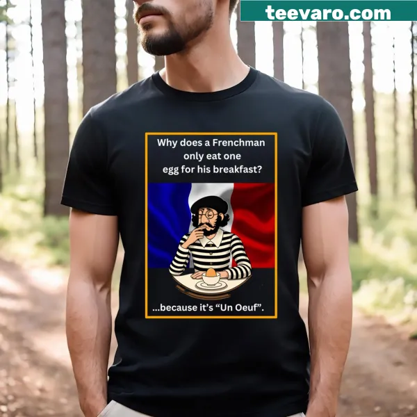 Playful T-shirt featuring French breakfast items