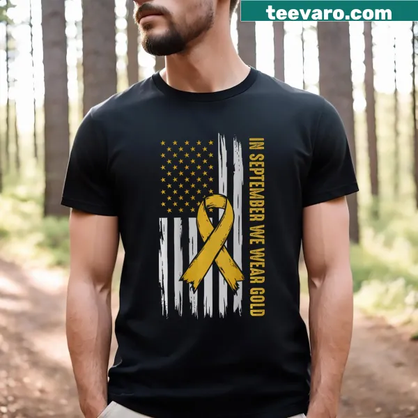 US flag ribbon design on a September awareness t-shirt