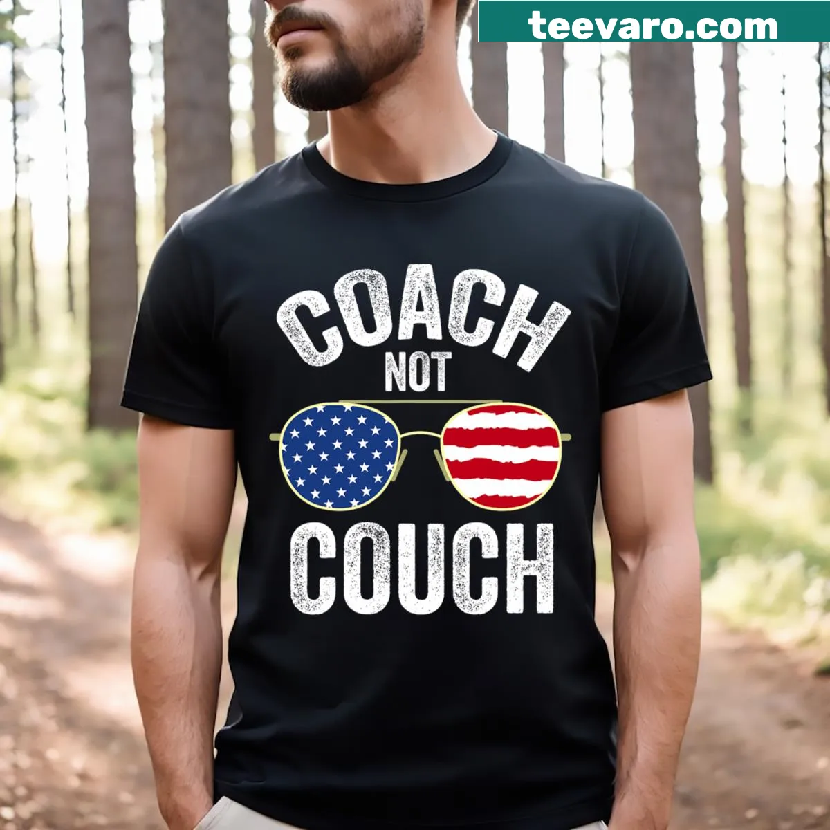 Funny Coach Not Couch T-shirt for coaches — on a men's t-shirt