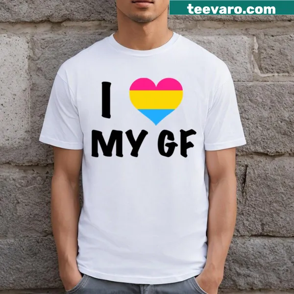 T-shirt with the phrase 'I Love My Pan Gf' in playful typography