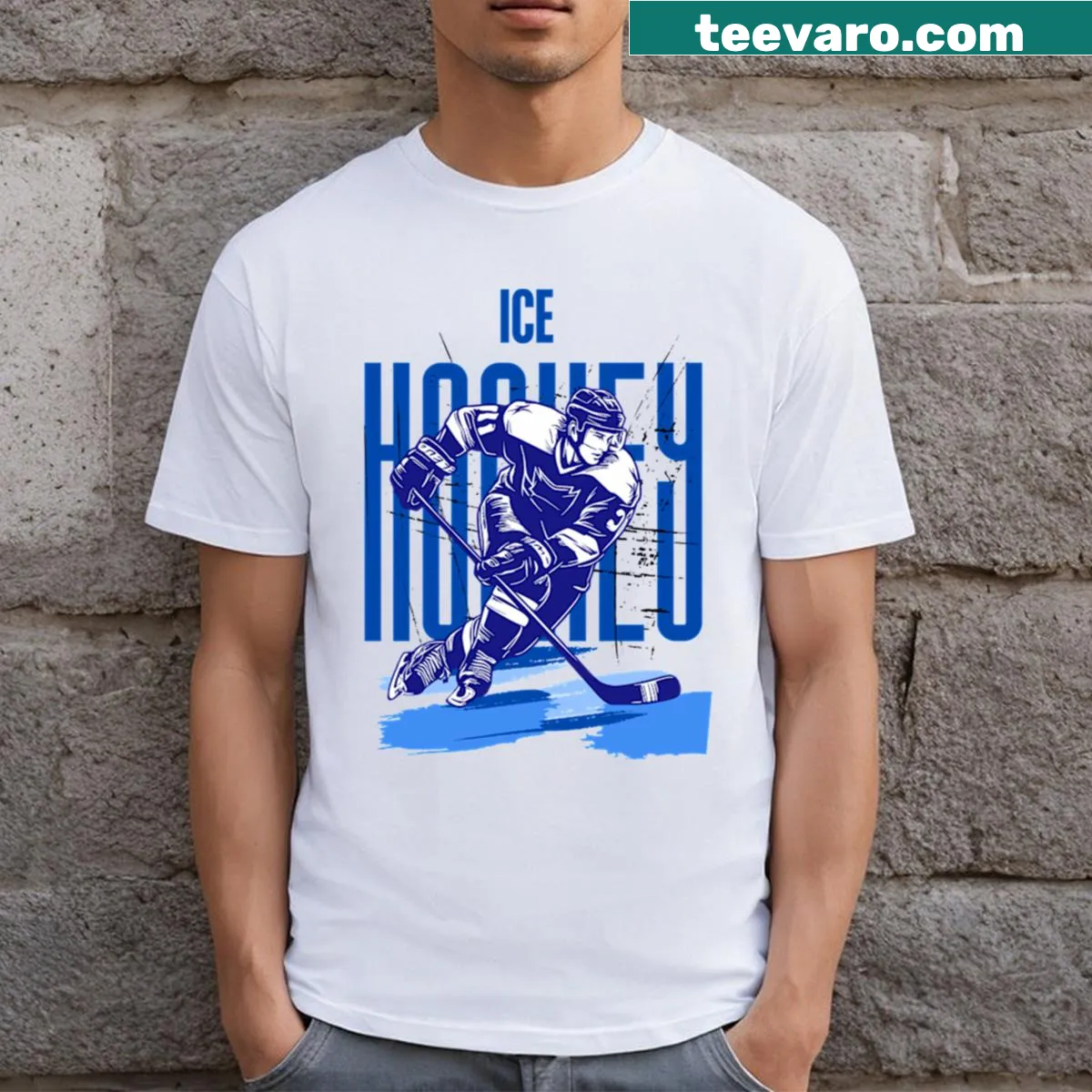 Ice Hockey themed graphic on a T-shirt — on a men's t-shirt
