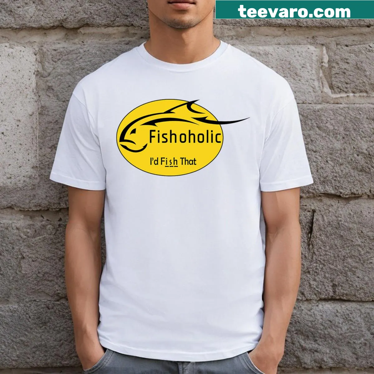 Fishing enthusiast T-shirt with 'Id Fish That Fish' logo — on a men's t-shirt