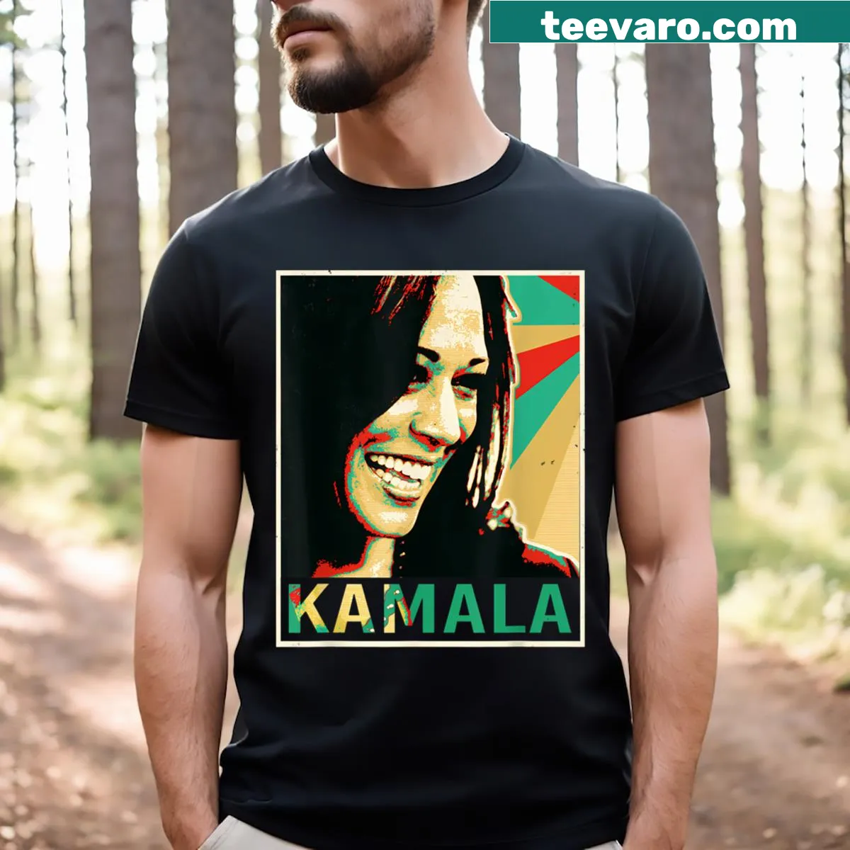 T-shirt with Kamala Harris 2024 campaign message — on a men's t-shirt