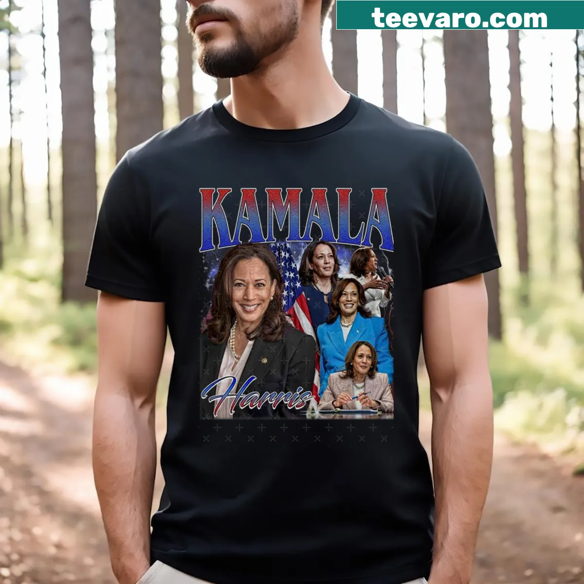 Vintage style Kamala Harris Homage T-shirt — on a men's t-shirt