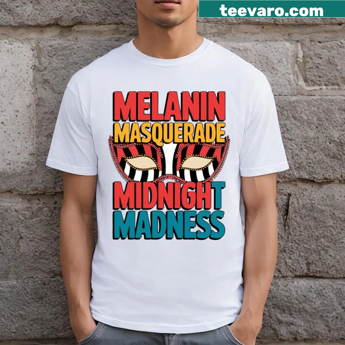 Abstract typography T-shirt celebrating identity with playful designs — on a men's t-shirt