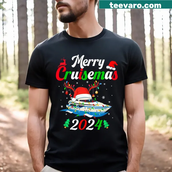 Festive Family Cruise Christmas tee with cheerful nautical graphic