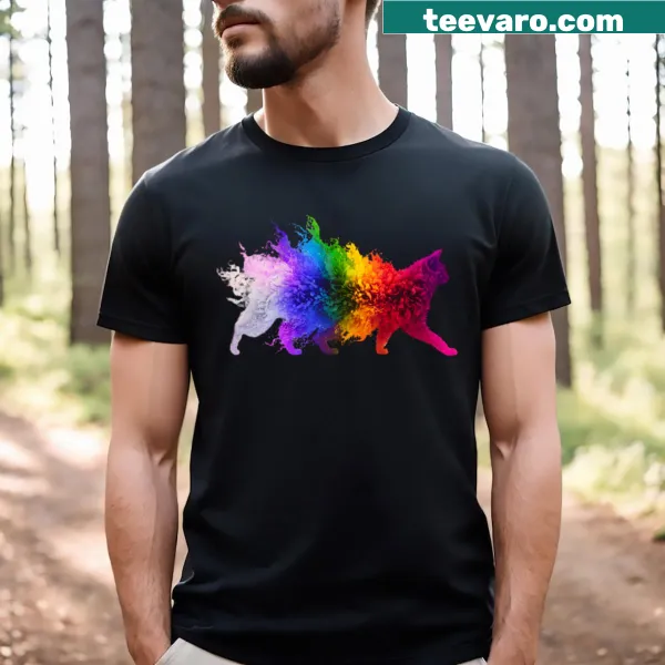 Bold abstract graphic T-shirt representing neon eruption