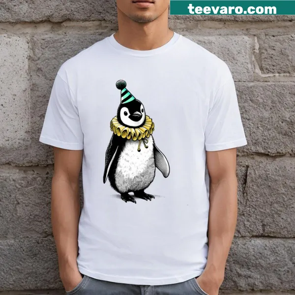 Cute cartoon penguin t-shirt for kids celebrating fun