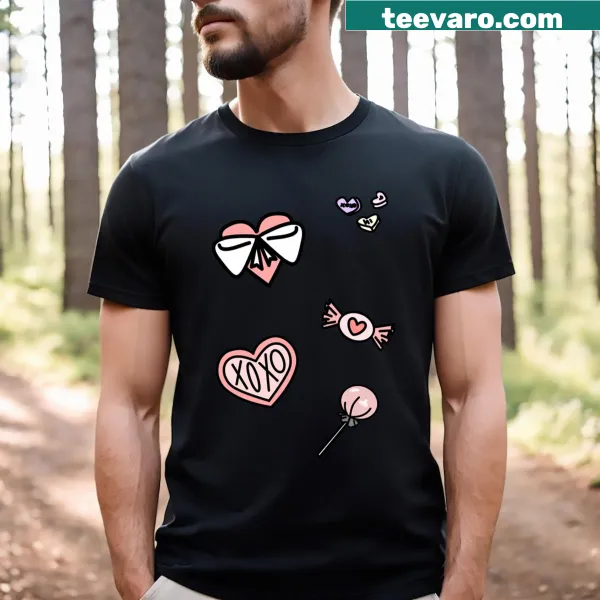 Version 2 of Pink Candy Love Design T-shirt featuring sweet themes