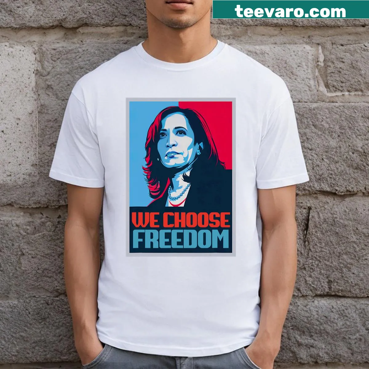 T-shirt featuring design supporting Kamala Harris's 2024 candidacy — on a men's t-shirt