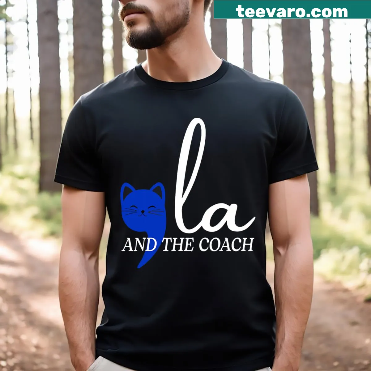 Retro-style t-shirt with a cat and political text for Kamala Harris — on a men's t-shirt