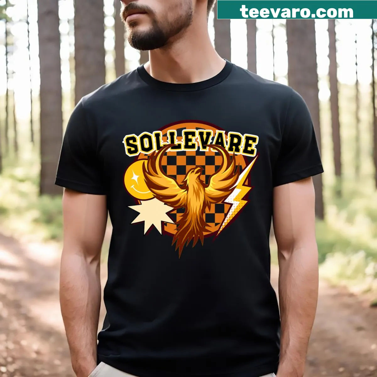 Uplifting school spirit text design on a t-shirt — on a men's t-shirt