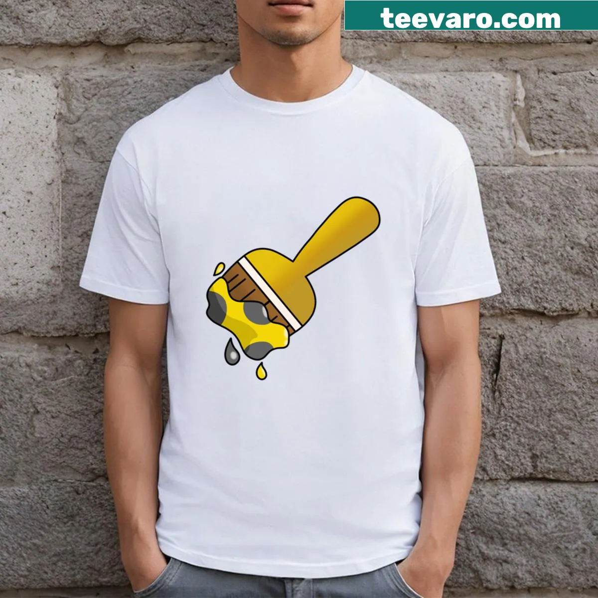 Cartoon-style Neopets t-shirt with a spotted paintbrush design — on a men's t-shirt