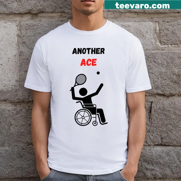 Minimalist Tennis Ace graphic T-shirt featuring bold typography