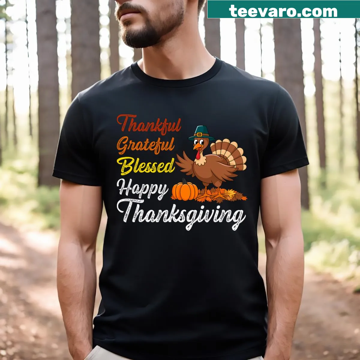 Thanksgiving Turkey T-shirt for girls with cute illustration — on a men's t-shirt