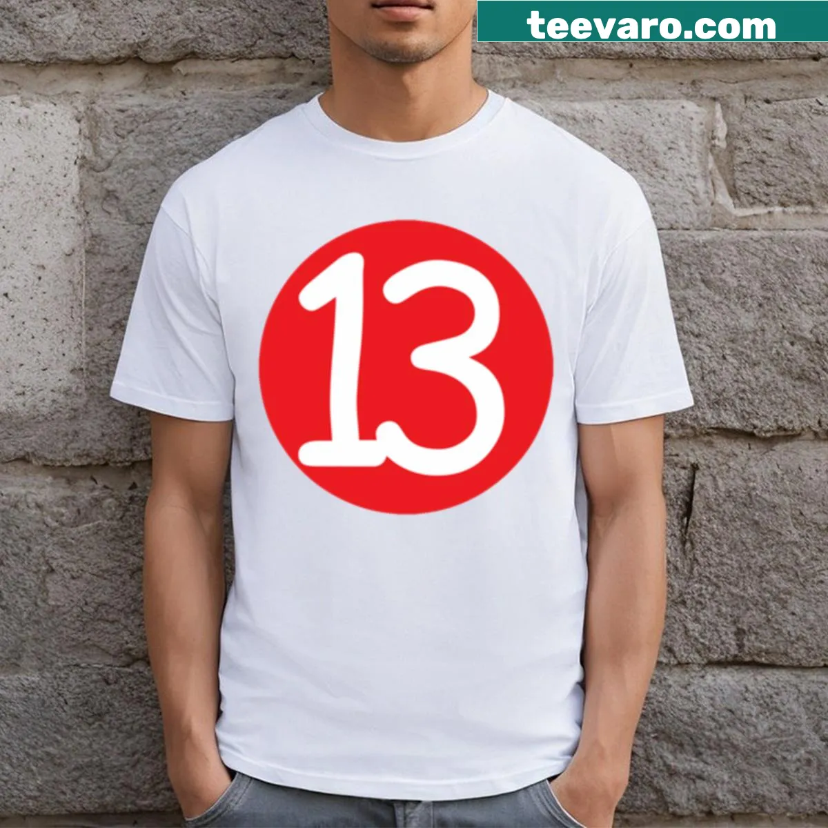 Bold typography T-shirt featuring the iconic number 13. — on a men's t-shirt