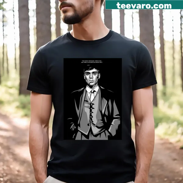 Graphic featuring Tommy Shelby on an essential T-shirt