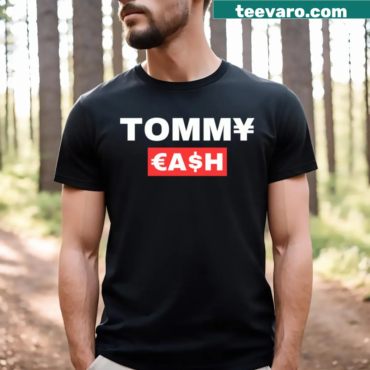 Edgy T-shirt featuring illustrated Tomy Cash graphic — on a men's t-shirt