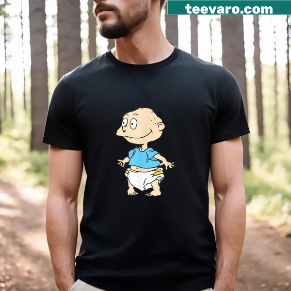 Cartoon T-shirt featuring a cute baby boy in a diaper