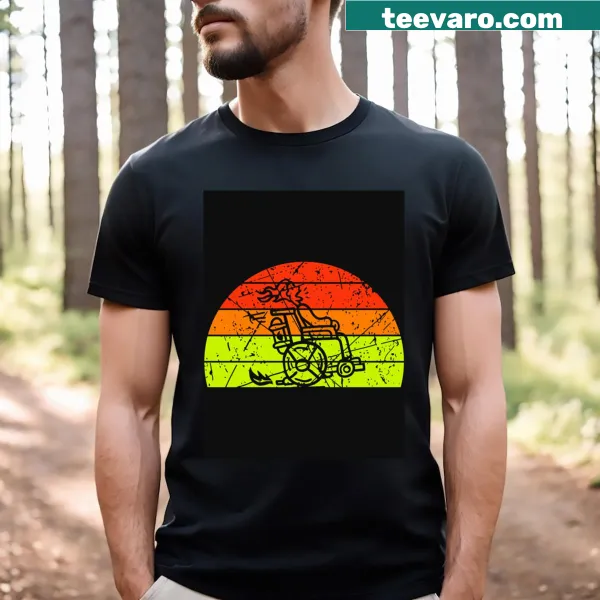 Lively T-shirt featuring a moving wheelchair graphic