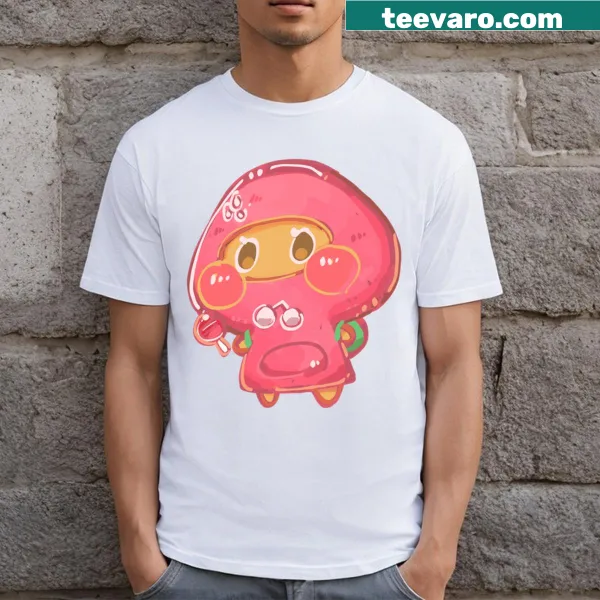 Cute strawberry cookie illustration on a relaxed t-shirt