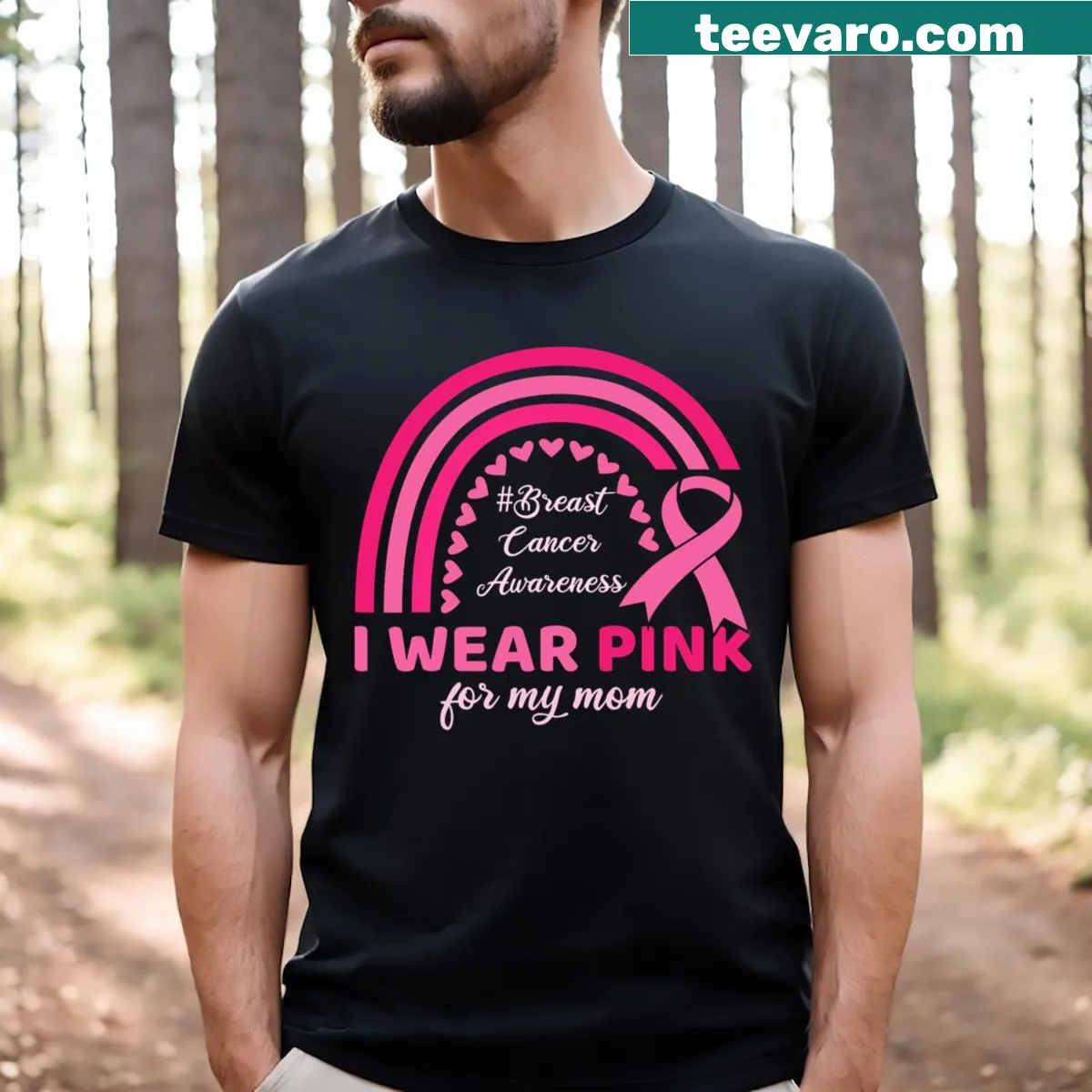 Sentimental t-shirt honoring breast cancer awareness for moms — on a men's t-shirt