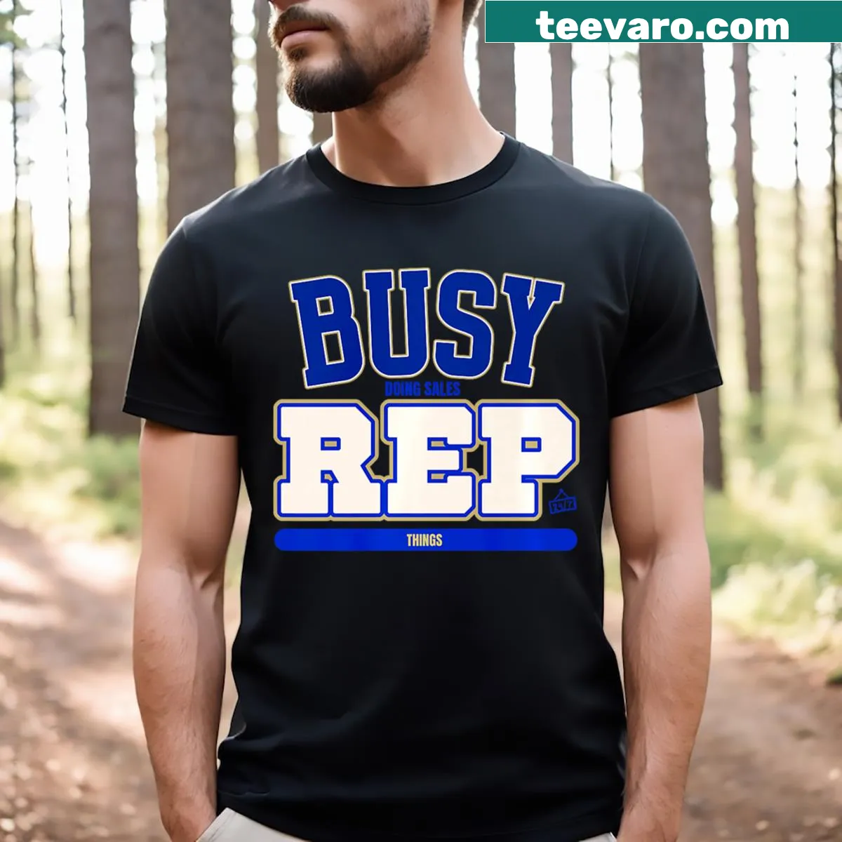 Funny sales rep themed T-shirt with playful text — on a men's t-shirt