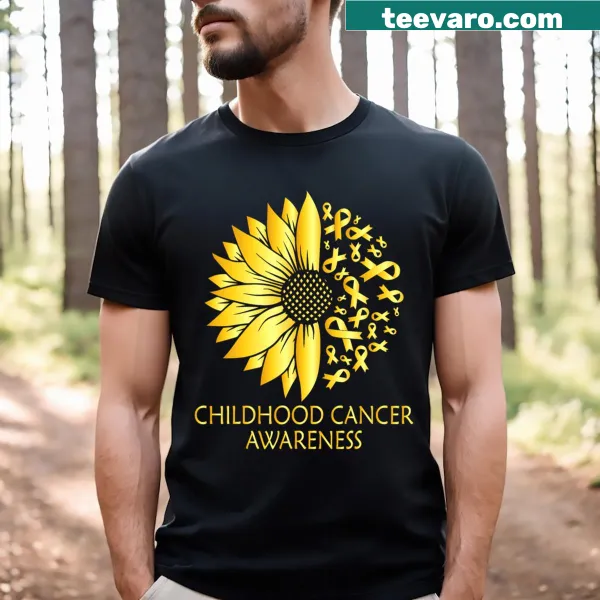 Sunflower and ribbon design for childhood cancer awareness T-shirt