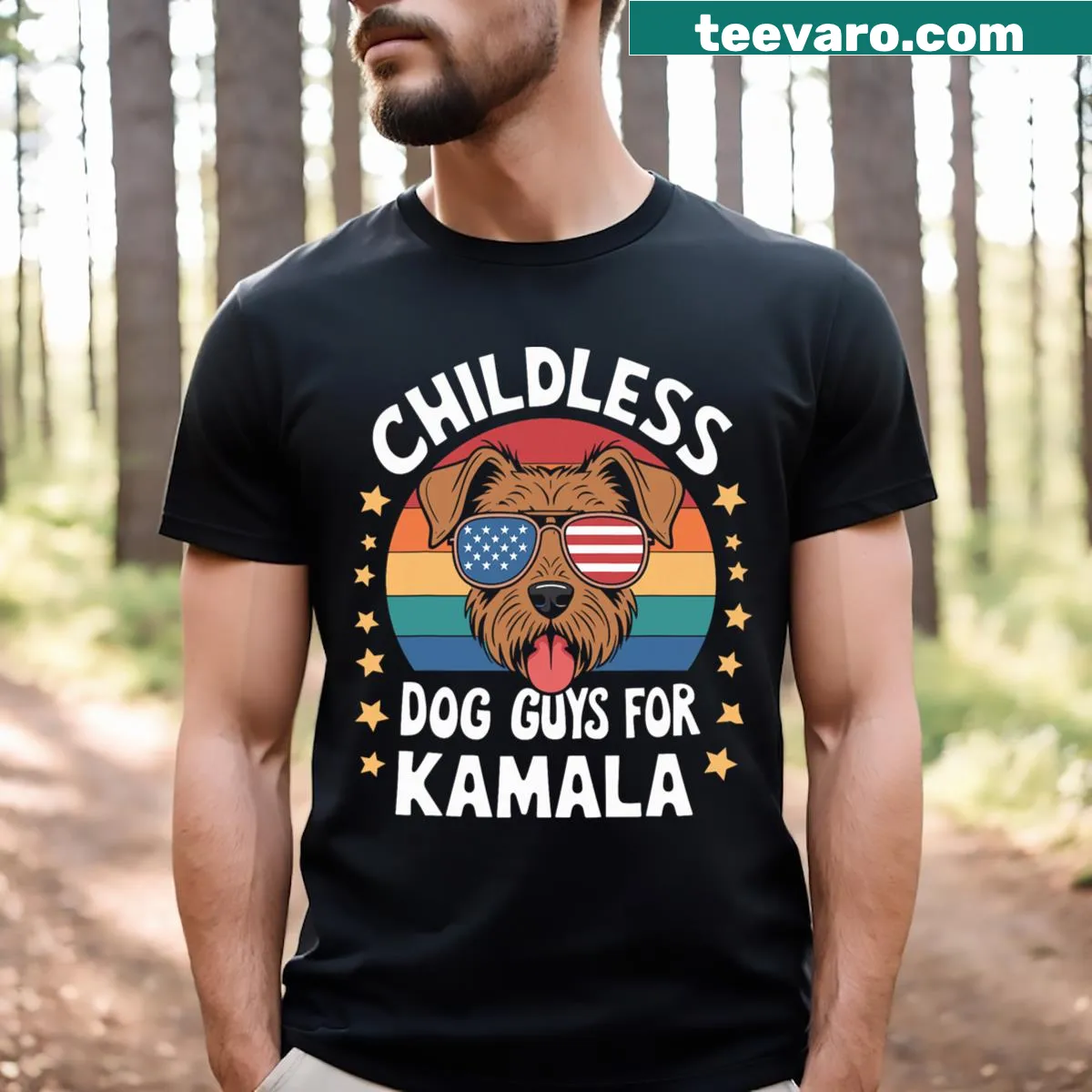 Humorous support for Kamala Harris graphic on a dog lover's T-shirt — on a men's t-shirt