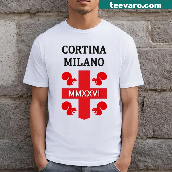 Illustrative T-shirt of Cortina Dampezzo ski resort in the Alps