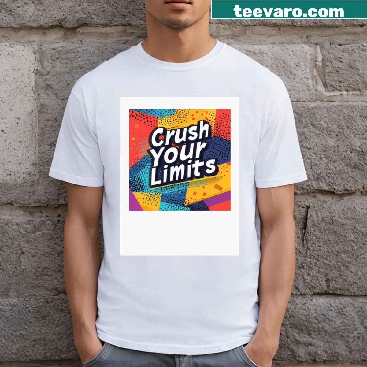 Inspirational 'Crush Your Limits' graphic T-shirt — on a men's t-shirt