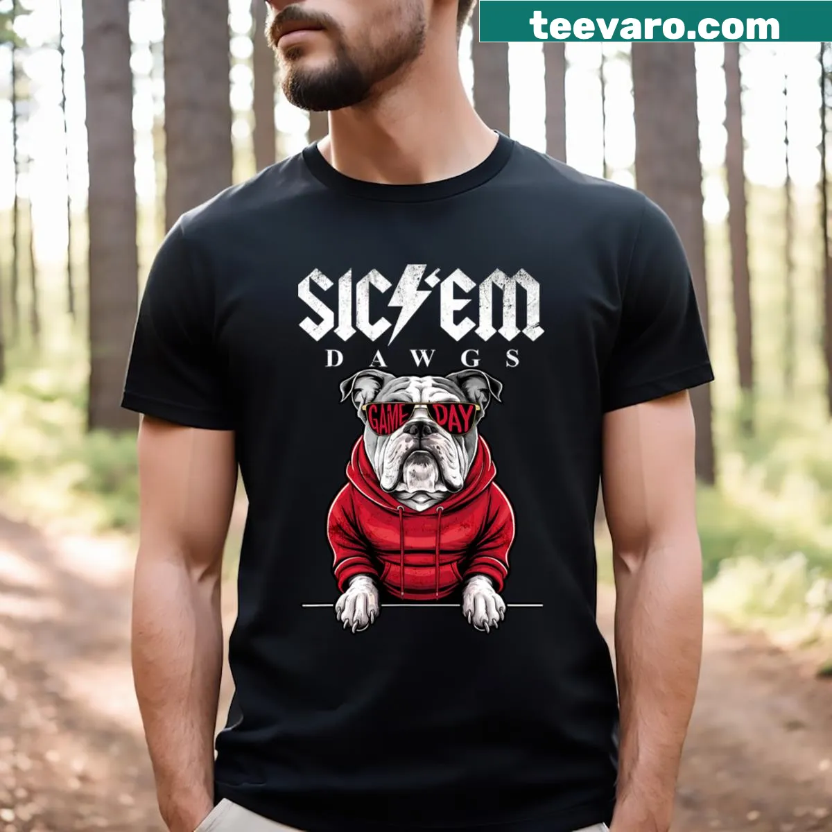 Vintage Bulldog graphic T-shirt for dog lovers — on a men's t-shirt